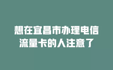 想在宜昌市办理电信流量卡的人注意了