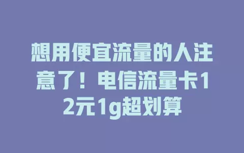 想用便宜流量的人注意了！电信流量卡12元1g超划算