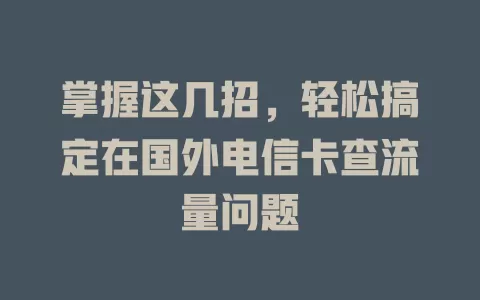 掌握这几招，轻松搞定在国外电信卡查流量问题