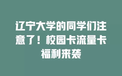 辽宁大学的同学们注意了！校园卡流量卡福利来袭