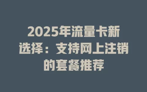 2025年流量卡新选择：支持网上注销的套餐推荐