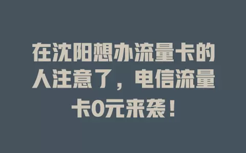 在沈阳想办流量卡的人注意了，电信流量卡0元来袭！