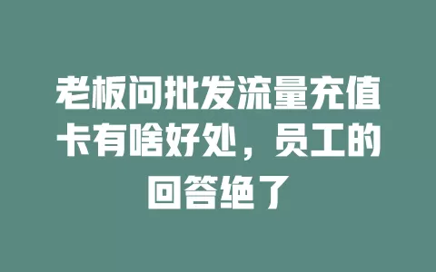 老板问批发流量充值卡有啥好处，员工的回答绝了