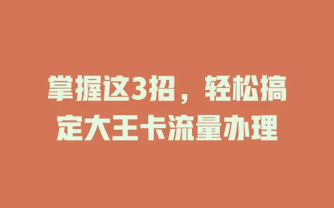 掌握这3招，轻松搞定大王卡流量办理