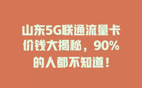 山东5G联通流量卡价钱大揭秘，90%的人都不知道！