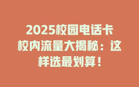 2025校园电话卡校内流量大揭秘：这样选最划算！