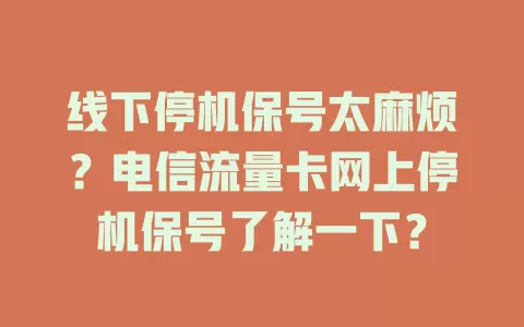 线下停机保号太麻烦？电信流量卡网上停机保号了解一下？