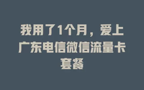 我用了1个月，爱上广东电信微信流量卡套餐