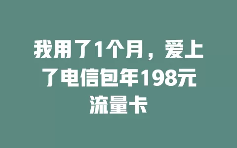 我用了1个月，爱上了电信包年198元流量卡