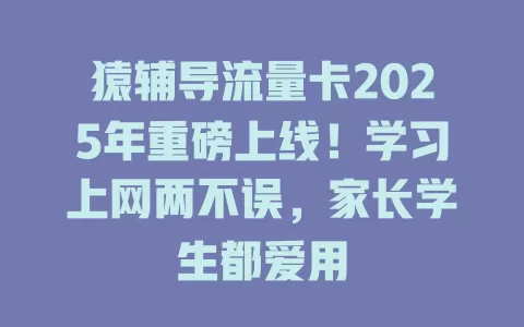 猿辅导流量卡2025年重磅上线！学习上网两不误，家长学生都爱用