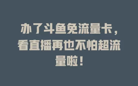 办了斗鱼免流量卡，看直播再也不怕超流量啦！