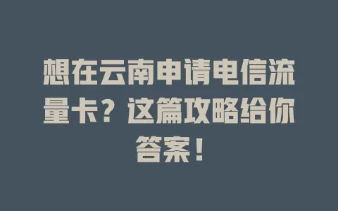 想在云南申请电信流量卡？这篇攻略给你答案！