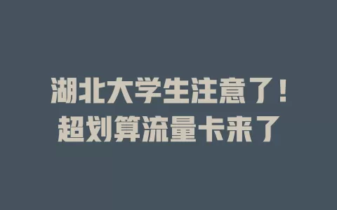 湖北大学生注意了！超划算流量卡来了