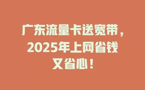 广东流量卡送宽带，2025年上网省钱又省心！