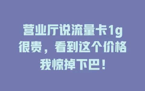 营业厅说流量卡1g很贵，看到这个价格我惊掉下巴！