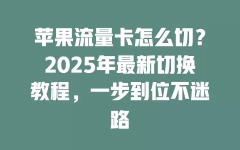 苹果流量卡怎么切？2025年最新切换教程，一步到位不迷路