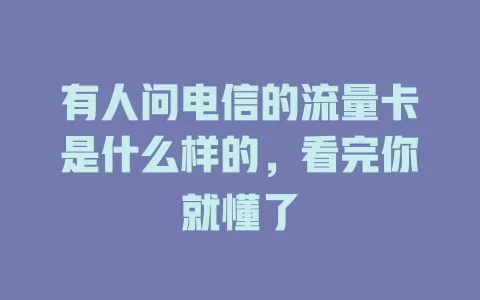 有人问电信的流量卡是什么样的，看完你就懂了
