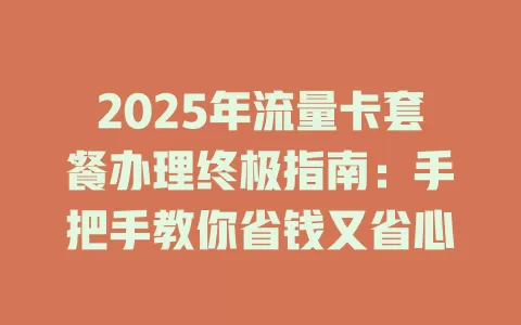 2025年流量卡套餐办理终极指南：手把手教你省钱又省心