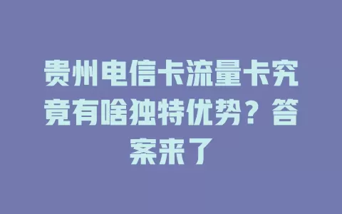 贵州电信卡流量卡究竟有啥独特优势？答案来了
