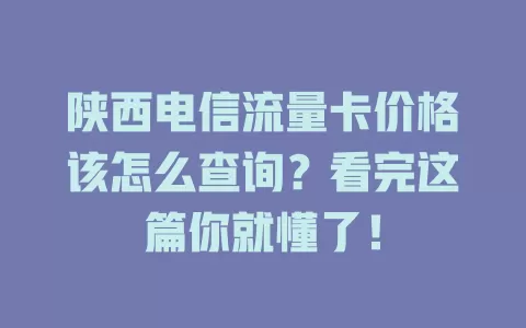 陕西电信流量卡价格该怎么查询？看完这篇你就懂了！