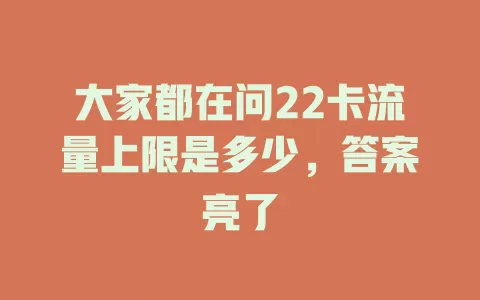 大家都在问22卡流量上限是多少，答案亮了