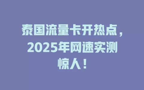 泰国流量卡开热点，2025年网速实测惊人！