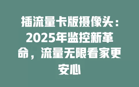 插流量卡版摄像头：2025年监控新革命，流量无限看家更安心