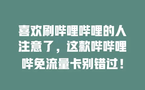喜欢刷哔哩哔哩的人注意了，这款哔哔哩哔免流量卡别错过！