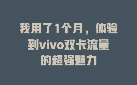我用了1个月，体验到vivo双卡流量的超强魅力