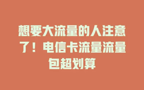 想要大流量的人注意了！电信卡流量流量包超划算