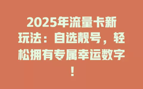 2025年流量卡新玩法：自选靓号，轻松拥有专属幸运数字！