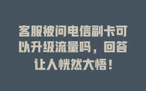 客服被问电信副卡可以升级流量吗，回答让人恍然大悟！