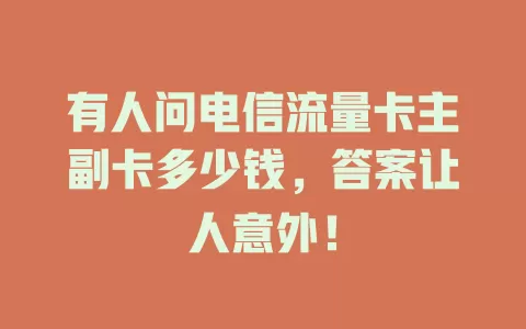 有人问电信流量卡主副卡多少钱，答案让人意外！
