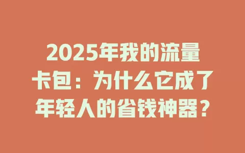 2025年我的流量卡包：为什么它成了年轻人的省钱神器？