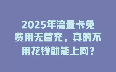 2025年流量卡免费用无首充，真的不用花钱就能上网？