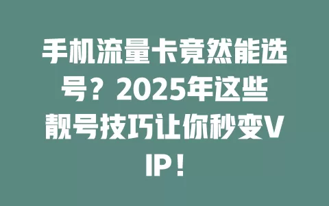 手机流量卡竟然能选号？2025年这些靓号技巧让你秒变VIP！