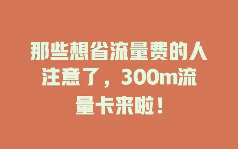 那些想省流量费的人注意了，300m流量卡来啦！