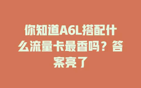 你知道A6L搭配什么流量卡最香吗？答案亮了