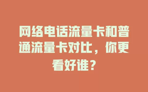 网络电话流量卡和普通流量卡对比，你更看好谁？