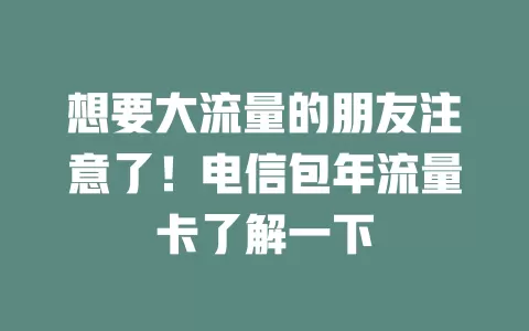 想要大流量的朋友注意了！电信包年流量卡了解一下