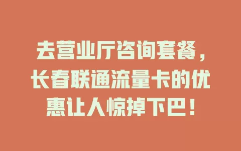 去营业厅咨询套餐，长春联通流量卡的优惠让人惊掉下巴！
