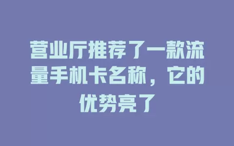 营业厅推荐了一款流量手机卡名称，它的优势亮了