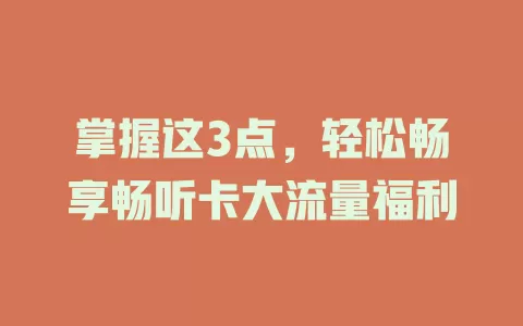 掌握这3点，轻松畅享畅听卡大流量福利