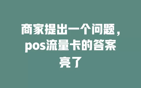 商家提出一个问题，pos流量卡的答案亮了