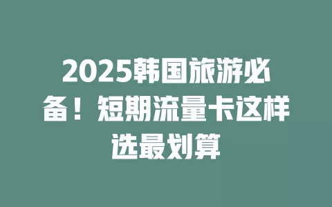 2025韩国旅游必备！短期流量卡这样选最划算