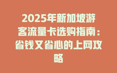 2025年新加坡游客流量卡选购指南：省钱又省心的上网攻略