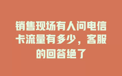 销售现场有人问电信卡流量有多少，客服的回答绝了