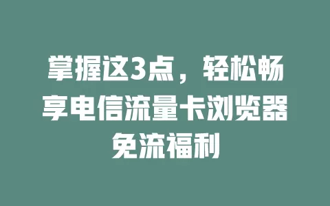 掌握这3点，轻松畅享电信流量卡浏览器免流福利