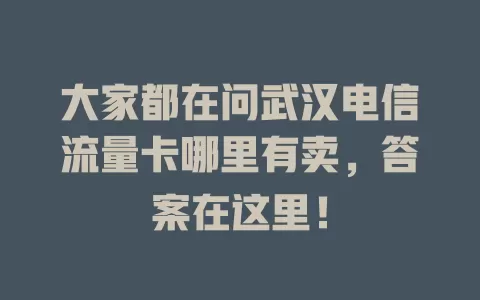 大家都在问武汉电信流量卡哪里有卖，答案在这里！
