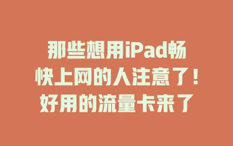 那些想用iPad畅快上网的人注意了！好用的流量卡来了